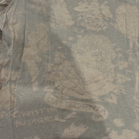 Ed Hardy Christian Audigier American Gangster rhinestone v neck t shirt Rare - Picture 7 of 7